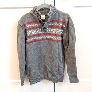 GYMBOREE Boys Gray Fair Isle Knit Pull-over Sweater Size 5/6